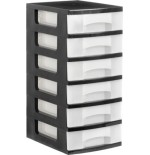 10061-TORRE DE ALMACENAJE 6 CAJONES DE 6 LITROS NEGRO/TRANSLUCIDO 390X290X635 MM ARCHIVO 2000 1106 CS TL