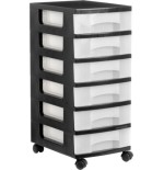 10062-TORRE DE ALMACENAJE 6 CAJONES DE 6 LITROS NEGRO/TRANSLUCIDO 390X290X685 MM ARCHIVO 2000 1106R CS TL