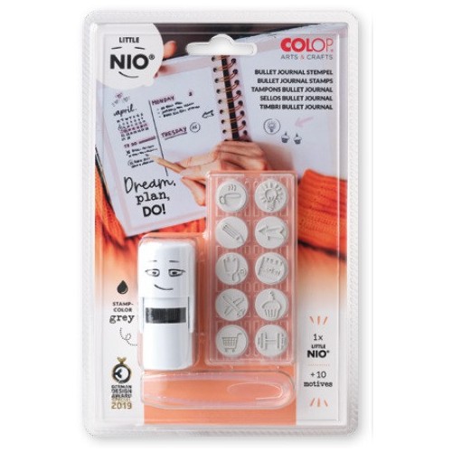 10105-BLISTER IMPRENTILLA LITTLE NIO 10 PICTOS TEMATICA "DECORA TU AGENDA" COLOP NIL005