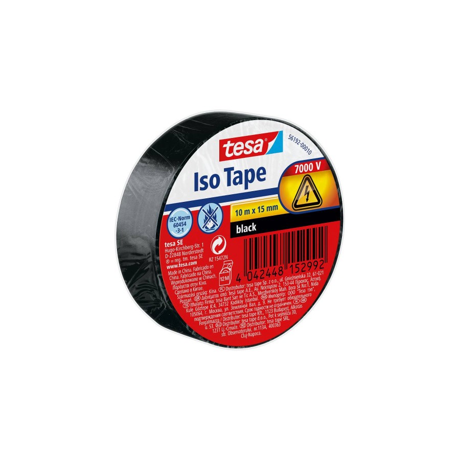10152-ROLLO CINTA AISLANTE PVC 15MMX10METROS NEGRA TESA 56192-00010-22