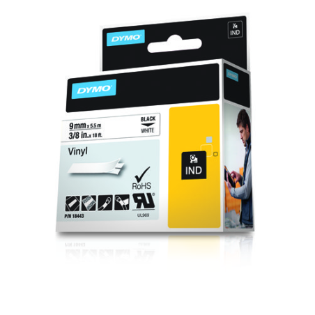 1031-CINTA ROTULADORA RHINOPRO VINILO BLANCO 9MM.X5,5M. DYMO 18443