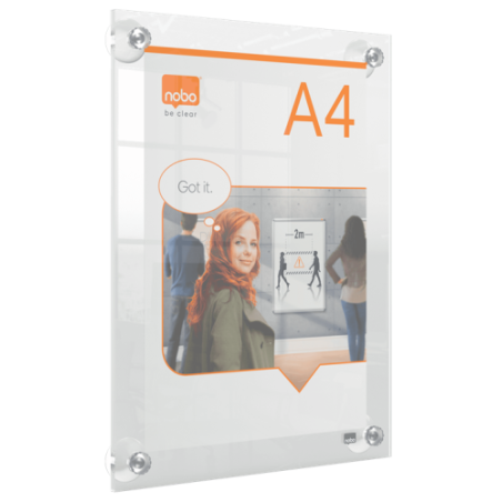 10357-PORTAPOSTER ACRILICO TRANSPARENTE MURAL REMOVIBLE A4 NOBO 1915600