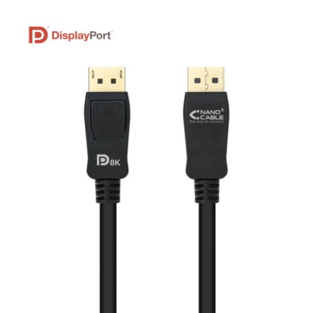 10580-Nanocable Cable DISPLAYPORT 1.4 CERTIFICADO VESA, DP/M - DP/M, Negro, 1.5 m