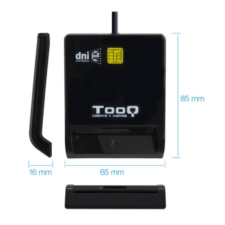 10584-TooQ Lector de Tarjetas Inteligentes DNIe SIM USB-C, Negro