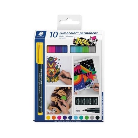 10777-ESTUCHE 10 UDS LUMOCOLOR PERMANENT 318 STAEDTLER 318 C10