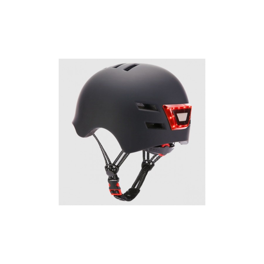 10872-YOUIN CASCO CON LED FRONTAL Y TRASERO NEGRO  (TALLA L)