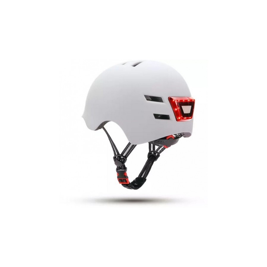 10873-YOUIN CASCO CON LED FRONTAL Y TRASERO BLANCO  (TALLA L)