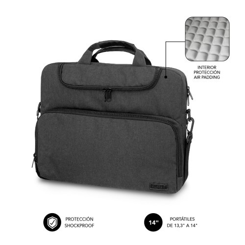 11063-SUBBLIM Maletin Ordenador Air Padding Laptop bag 13,3-14" Gris Oscuro
