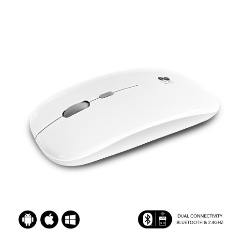11106-SUBBLIM Raton Optico Inalambrico 2.4G y Bluetooth Dual Flat Mouse Recargable Blanco