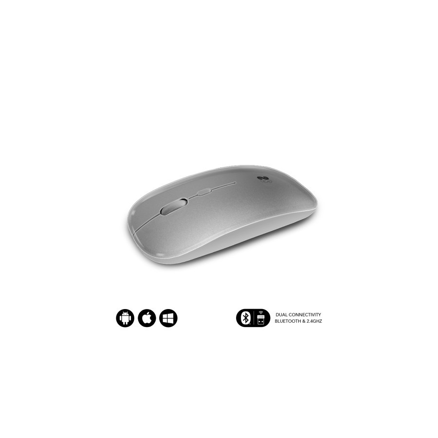 11108-SUBBLIM Raton Optico Inalambrico 2.4G y Bluetooth Dual Flat Mouse Recargable Plateado