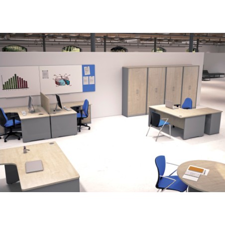 11124-MESA DE OFICINA SERIE WORK 180X80 ALUMINIO/ROBLE ROCADA 2003AB08V24