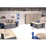 11124-MESA DE OFICINA SERIE WORK 180X80 ALUMINIO/ROBLE ROCADA 2003AB08V24