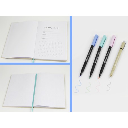 11140-SET  LIBRETA BULLET KRAFT + ROTULADORES PINCEL Y BOLIGRAFO BISMARK INGRAF 330620