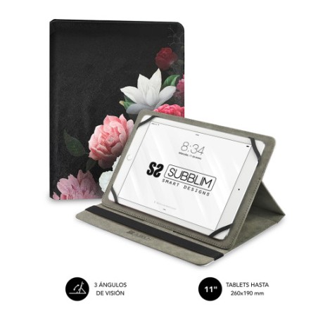 11284-SUBBLIM Funda Tablet Universal TRENDY CASE ROSAS 11"