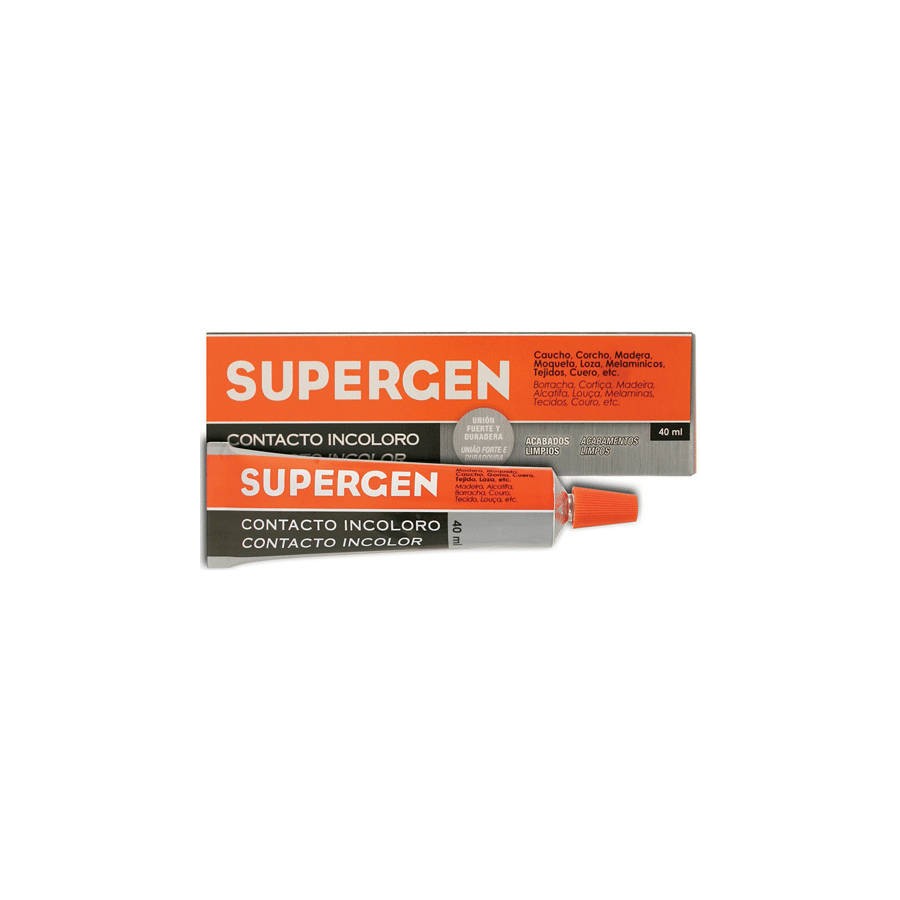 1133-ADHESIVO DE CONTACTO INCOLORO EN TUBO TIPO CLASICO 40ML. SUPERGEN 62601-00000-04