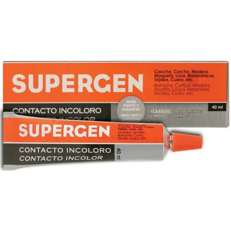 1133-ADHESIVO DE CONTACTO INCOLORO EN TUBO TIPO CLASICO 40ML. SUPERGEN 62601-00000-04