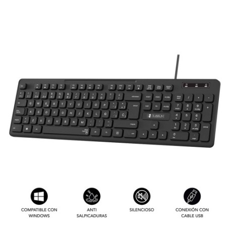 11342-SUBBLIM Teclado Ergonomico Business Slim Silencioso con cable USB