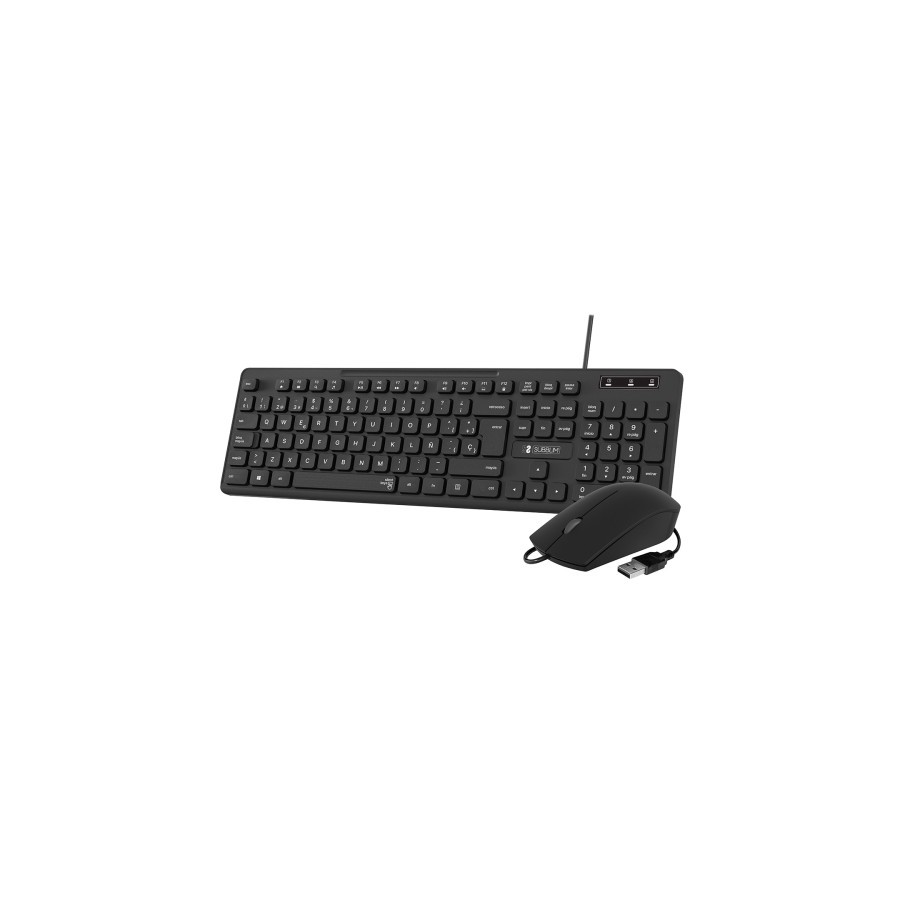 11343-SUBBLIM Teclado Ergonomico y raton Combo Business Slim Silencioso con cable USB
