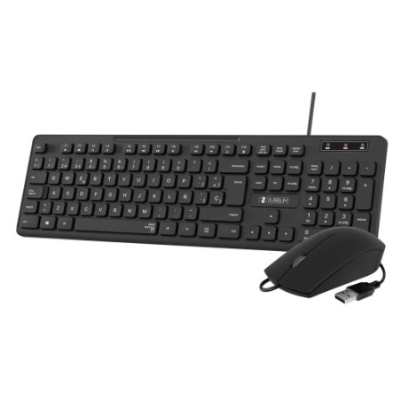11343-SUBBLIM Teclado Ergonomico y raton Combo Business Slim Silencioso con cable USB