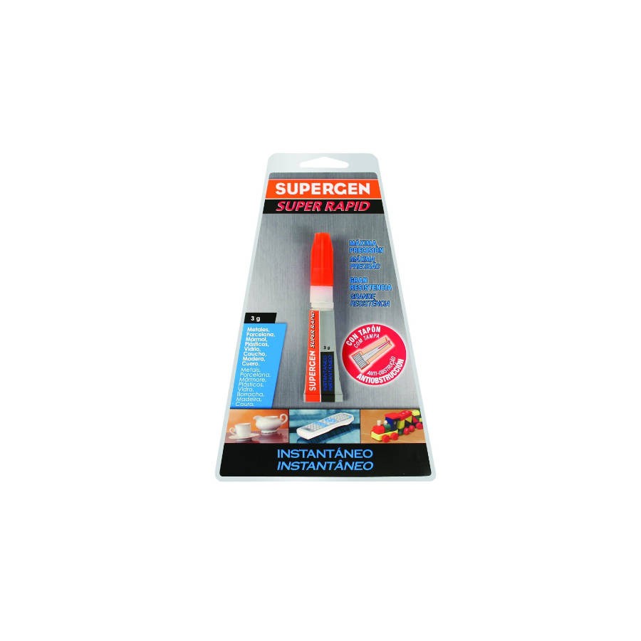 1136-ADHESIVO INSTANTANEO SUPERRAPID TRANSPARENTE EN TUBO 3GR. SUPERGEN 62603-00000-00