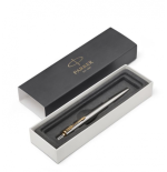 1139-BOLIGRAFO RETRACTIL JOTTER DE ACERO INOXIDABLE CON RIBETE DORADO PUNTO MEDIO TINTA AZUL PARKER 1953182