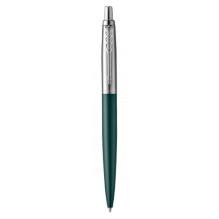 1152-BOLIGRAFO JOTTER XL GREENWICH VERDE MATE RIBETE DE COLOR CROMADO PLUMIN MEDIO TINTA AZUL PARKER 2068511