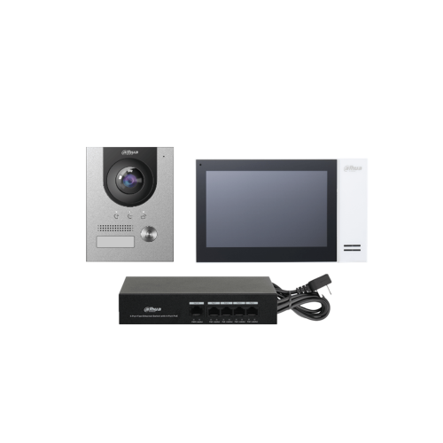 11538-(DHI-KTP01L(S) )DAHUA KIT DE VIDEOPORTERO IP COMPUESTO POR 1X VIDEOPORTERO DHI-VTO2201F-P 1X MONITOR (VTH2421FW-P)