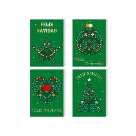 11611-TARJETA FELICITACION NAVIDAD FOIL GREEN/GOLD BISMARK 330895