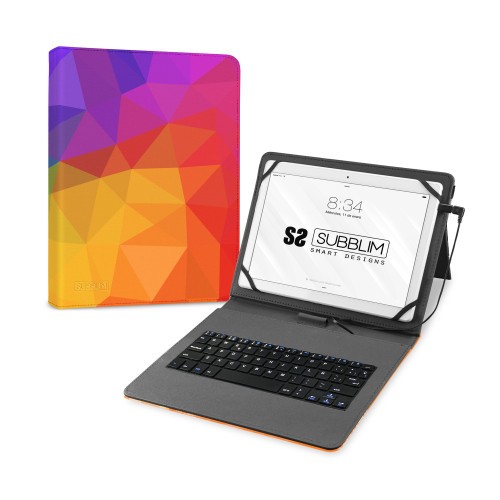 11661-FUNDA CON TECLADO MICRO USB - TYPE C KEYTAB USB 11" TRIANGULOS