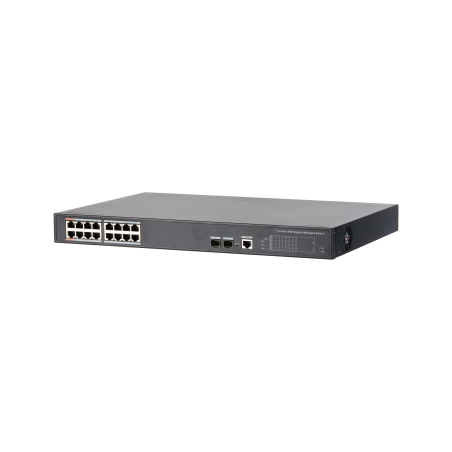 11713-DAHUA - DH-PFS4218-16GT-240 - SWITCH POE 16 PUERTOS GIGABIT + 2 SFP UPLINK GIGABIT 240W 802.3AT MANEJABLE LAYER 2
