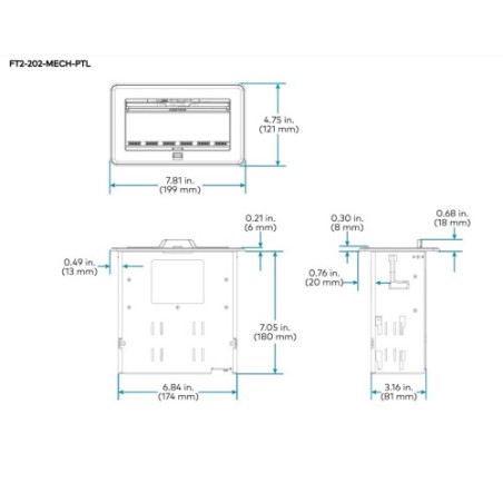 11746-CRESTRON FLIPTOP FT2 SERIES CABLE MANAGEMENT SYSTEM, 202 SIZE, MECHANICAL, PASS-THROUGH LID, BLACK (FT2-202-MECH-P