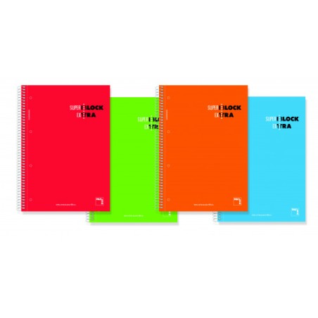 1180-CUADERNO ESPIRAL SERIE SUPERBLOCK EXTRA TAPA DURA 90 GRS. A-5 (148X210MM.) MICROPERFORADO 120 HOJAS CUADRICULA 5X5