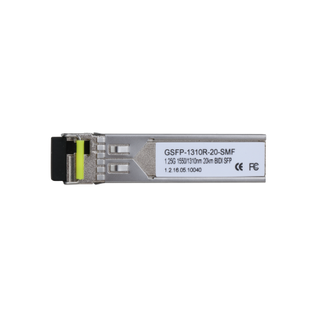 11812-(GSFP-1310R-20-SMF) DAHUA MODULO OPTICO GIGABIT TRANSCEPTOR DE FIBRA SFP MONOMODO SM LC 1GBPS ENVIO 1550NM RECEPCI
