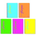 1193-CUADERNO SERIE FLUORPAC TAPA POLIPROPILENO 90 GRS. FLUOR 4o (155X215MM.) 80 HOJAS CUADRICULA 4X4 CON MARGEN SURTIDO