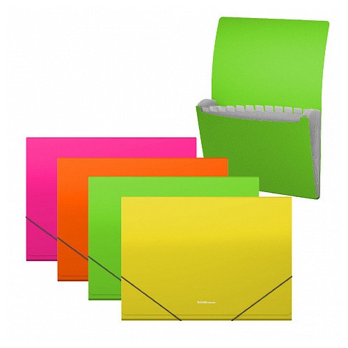 11935-CARPETA CLASIFICADORA 12 POSICIONES POLIPROPILENO MATT NEON A4 COLORES SURTIDOS ERICH KRAUSE 50428