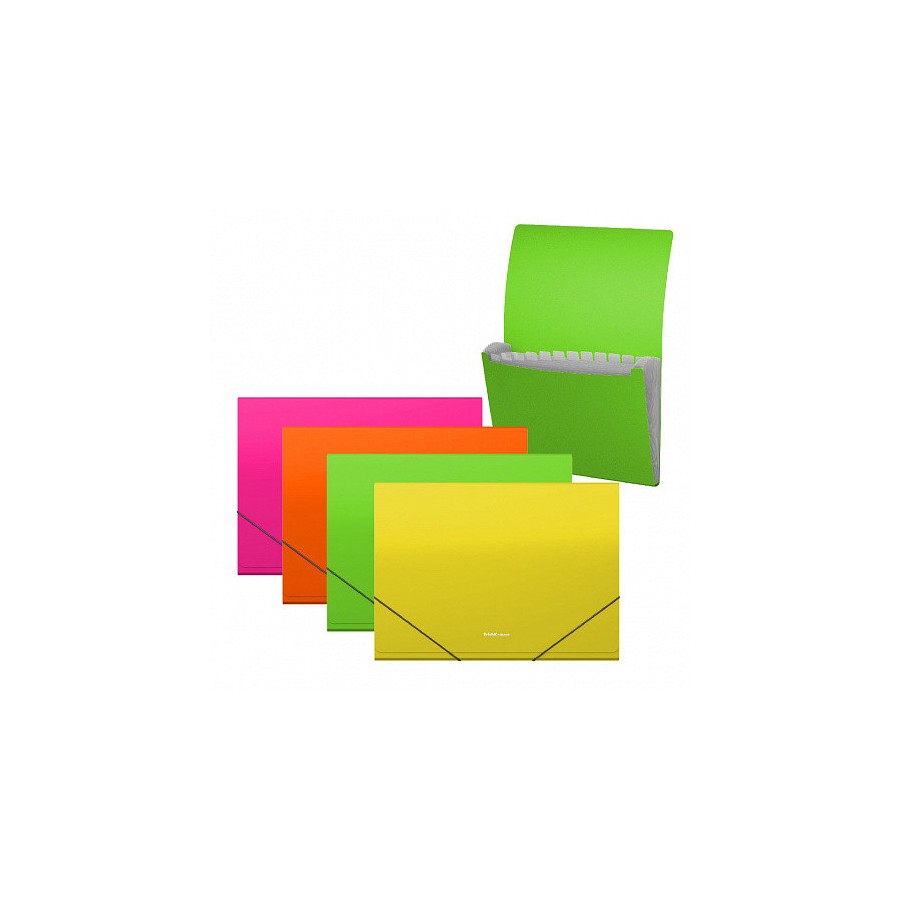 11935-CARPETA CLASIFICADORA 12 POSICIONES POLIPROPILENO MATT NEON A4 COLORES SURTIDOS ERICH KRAUSE 50428