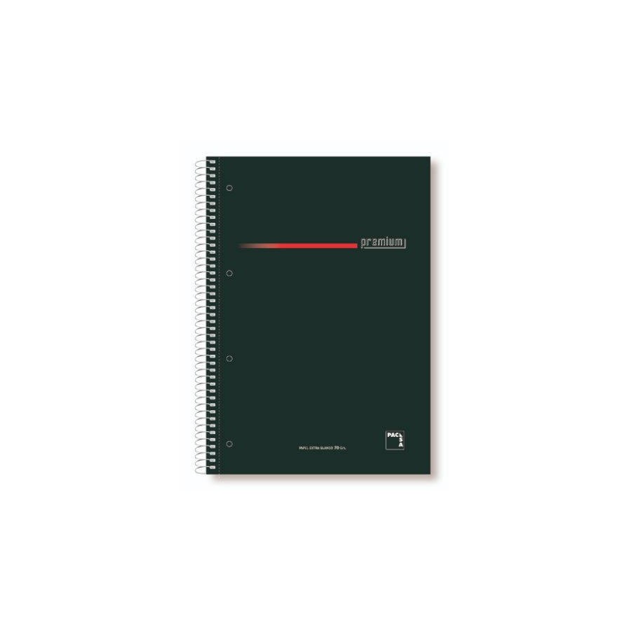 1195-CUADERNO SERIE PREMIUM TAPA EXTRA DURA 70 GRS. A-4 (210X297MM.) MICROPERFORADO 160 HOJAS CUADRICULA 5X5 + GRECA NEG