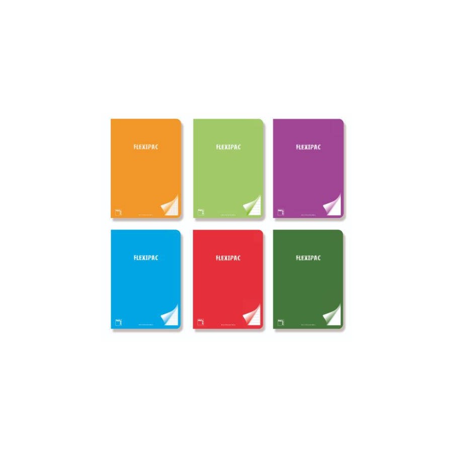 1200-LIBRETA FLEXIPAC TAPA PLASTICO 90 GRS. A-4 (210X297MM.) 48 HOJAS CUADRICULA 4X4 CON MARGEN SURTIDO PACSA 20056