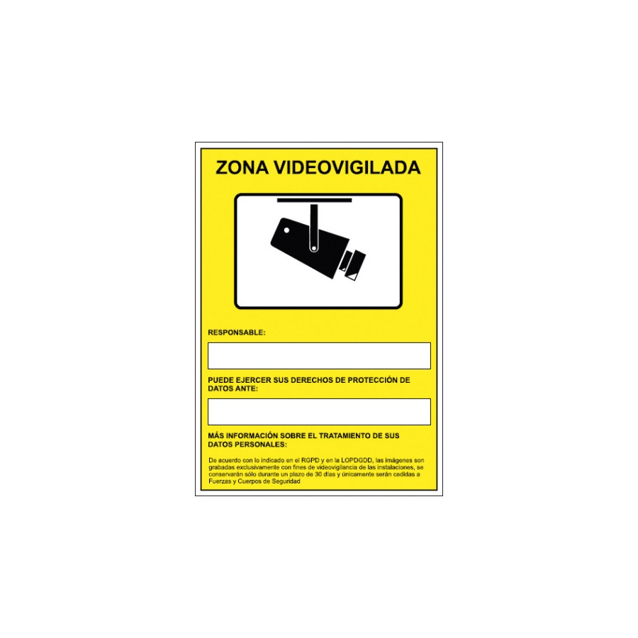 12074-SENAL HOMOLOGADA AVISO CAMARAS DE VIGILANCIA 24 HORAS 210x297MM PVC AMARILLO ARCHIVO2000 6172-09 AM