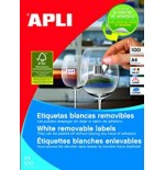 12122-CAJA 100 HOJAS ETIQUETAS BLANCAS REMOVIBLES 38,0 X 21,2 MM APLI 3052