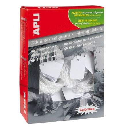 12125-CAJA 1.000 ETIQUETAS COLGANTES BLANCAS 18 X 29 MM APLI 389