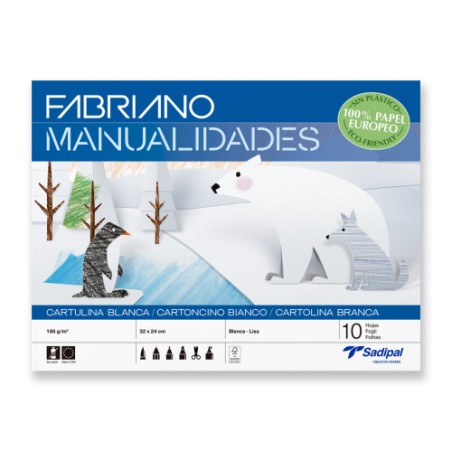 12157-BLOC 10 HOJAS MANUALIDADES CARTULINA BLANCA FABRIANO S0400003