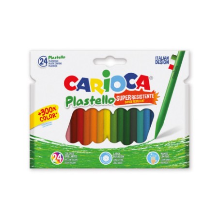 12168-CAJA 24 PLASTICERAS COLORES SURTIDOS CARIOCA 42880