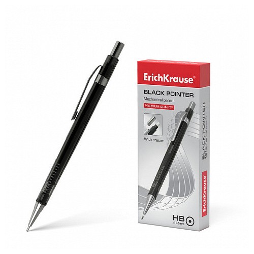 12190-PORTAMINAS NEGRO POINTER 0.5 MM, HB ERICH KRAUSE 22005