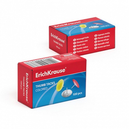 12197-CAJA 100 CHINCHETAS DE COLORES ERICH KRAUSE 24876