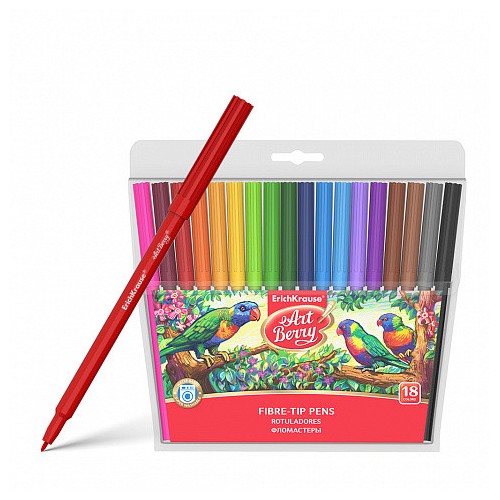 12204-CAJA 18 ROTULADORES SUPER LAVABLES COLORES SURTIDOS ARTBERRY 33051