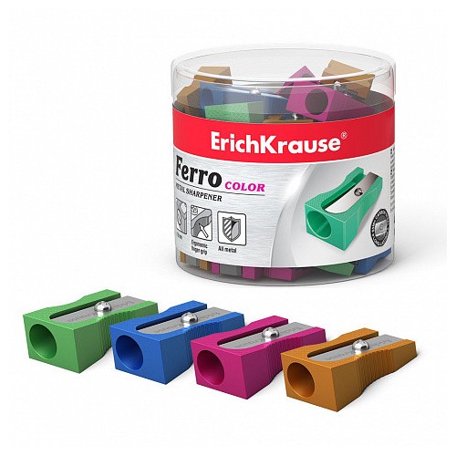 12212-SACAPUNTAS DE ALUMINIO FERRO COLOR, VARIOUS COLORES ERICH KRAUSE 38014