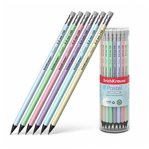12270-LAPIZ DE GRAFITO REDONDO CON GOMA PASTEL HB ERICH KRAUSE 55272