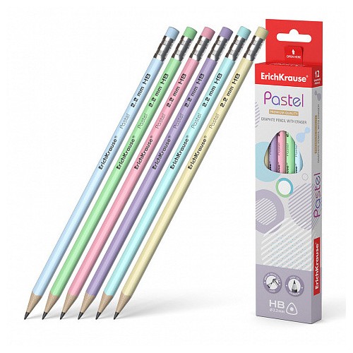 12274-LAPIZ DE GRAFITO TRIANGULAR CON GOMA PASTEL HB ERICH KRAUSE 56006