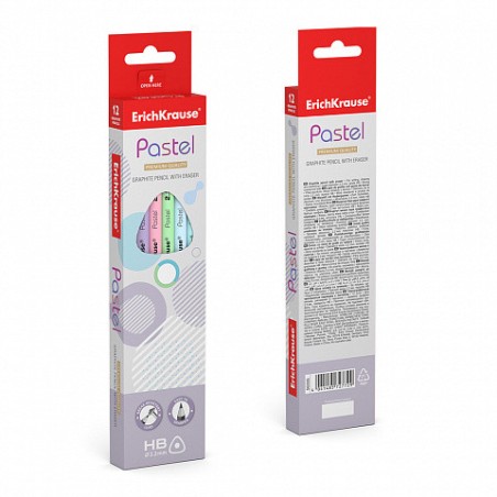 12275-LAPIZ DE GRAFITO TRIANGULAR CON GOMA PASTEL HB ERICH KRAUSE 56006